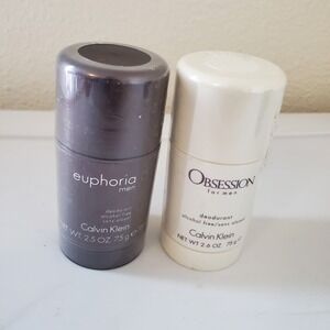 Calvin Klein Mens Deodorant Stick Set Euphoria 2.5oz and Obsession 2.6oz NEW